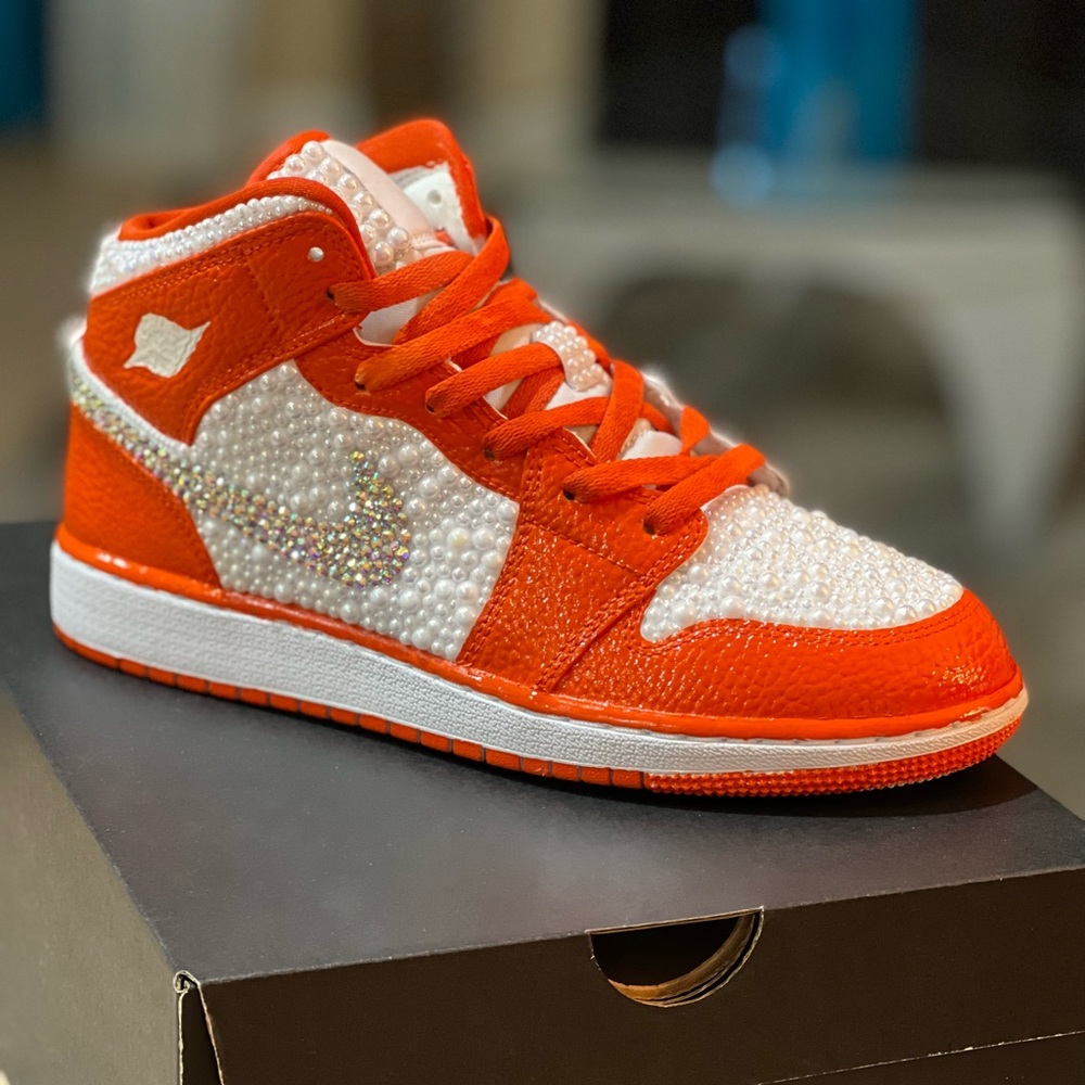 Custom painted and custom embellishments on Air Force 1 Mids